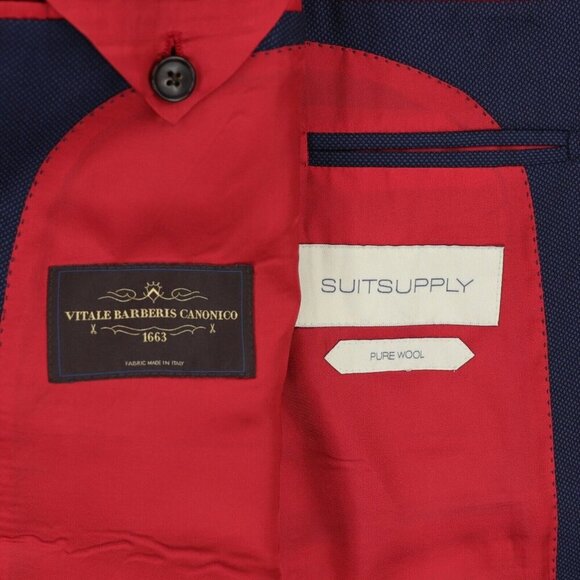 Suitsupply Sienna Ticket Pocket VBC Wool Suit Size 36R Blue Birdseye - Picture 9 of 14